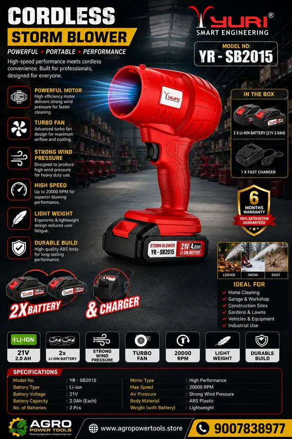 YURI_21V_YR-SB2015_CORDLESS_STORM_BLOWER_WITH_2_BATTERIES_AND_CHARGER