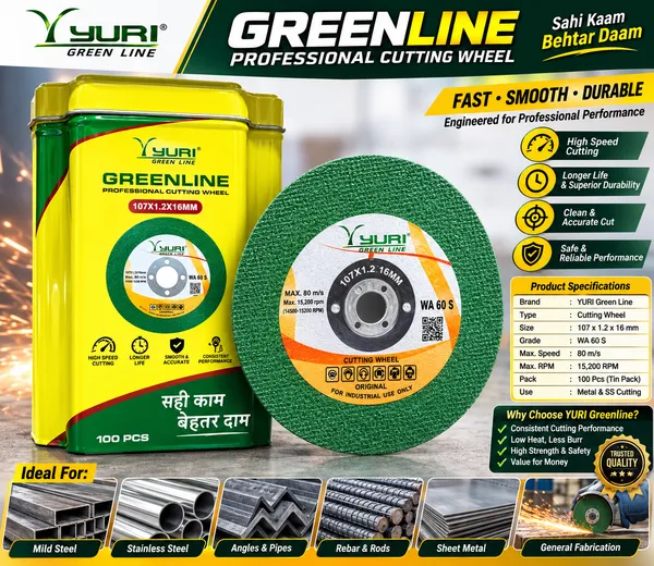 YURI_GREENLINE_PROFESSIONAL_METAL_CUTTING_WHEEL_107X1.2X16MM_(PACK_OF100_PCS)
