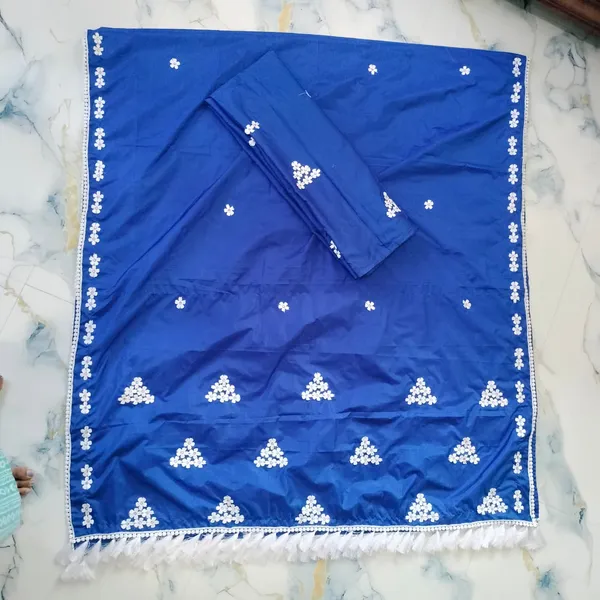 Blue_Cotton_Embroidered_Mekhela_Sador_For_Women