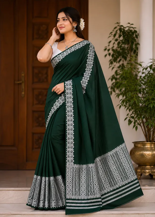 Green_Cotton_Silver_Embroidered_Border_Mekhela_Sador_For_Women