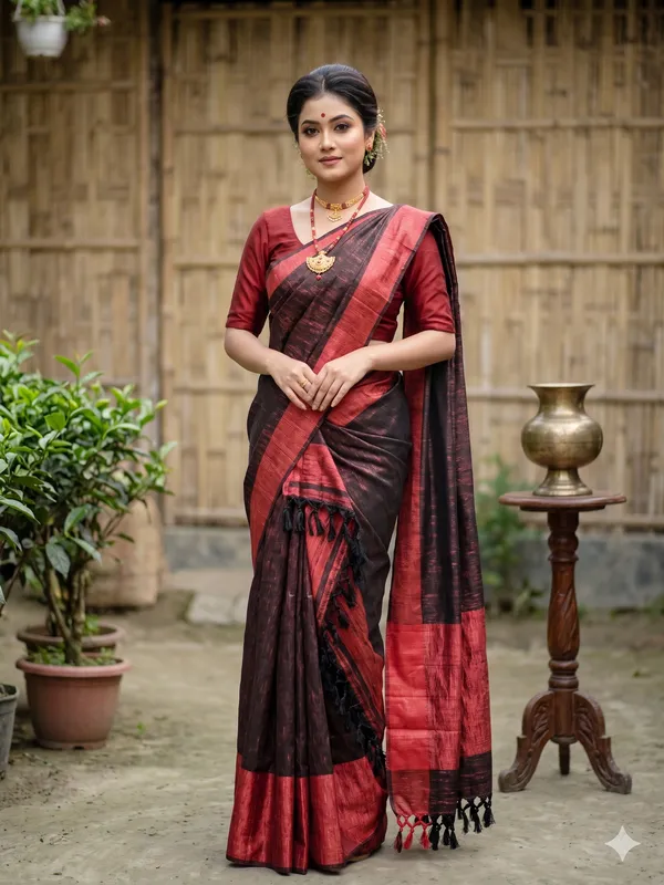 Black_And_Red_Cotton_Zari_Border_Mekhela_Sador_For_Women
