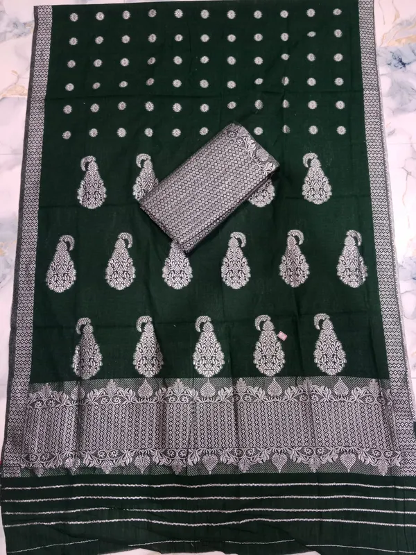 Green_And_Silver_Cotton_Zari_Embroidered_Mekhela_Sador_For_Women