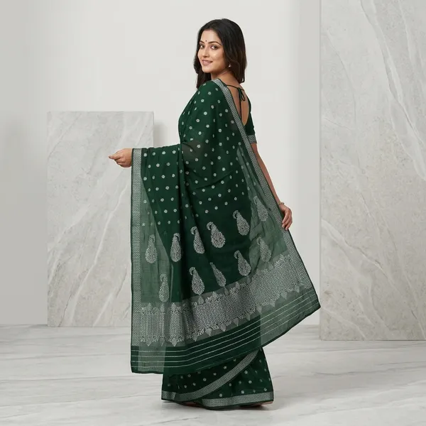 Green_And_Silver_Cotton_Zari_Embroidered_Mekhela_Sador_For_Women