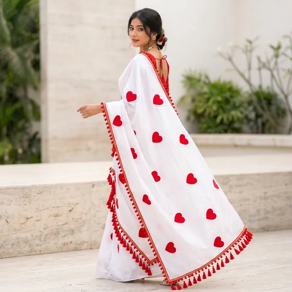 White_Cotton_Love_Applique_Net_Work_Mekhela_Sador_For_Women