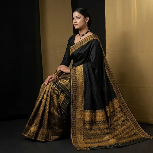Black_And_Gold_Mix_Paat_Cotton_Brocade_Mekhela_Sador_For_Women