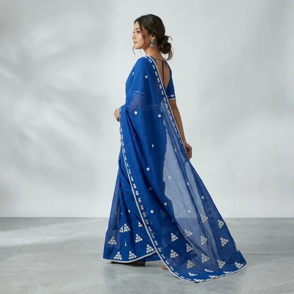 Blue_Cotton_Embroidered_Mekhela_Sador_For_Women