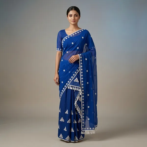 Blue_Cotton_Embroidered_Mekhela_Sador_For_Women