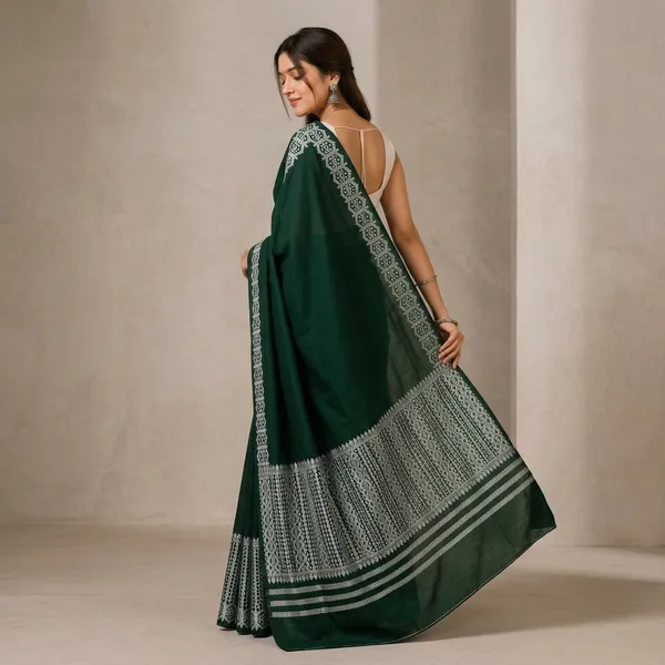 Green_Cotton_Silver_Embroidered_Border_Mekhela_Sador_For_Women