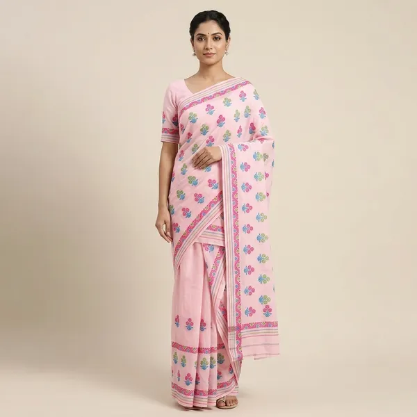 Pink_Cotton_Floral_Embroidered_Mekhela_Sador_For_Women