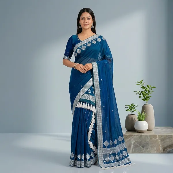 Blue_Cotton_Stone_Lace_Work_Mekhela_Sador_For_Women