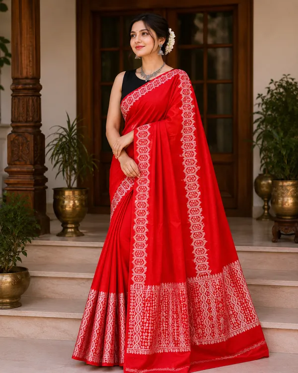Red_And_Silver_Cotton_Zari_Work_Mekhela_Sador_For_Women