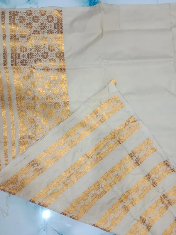 Off_White_Cotton_Woven_Golden_Border_Single_Riha_Sador_For_Women