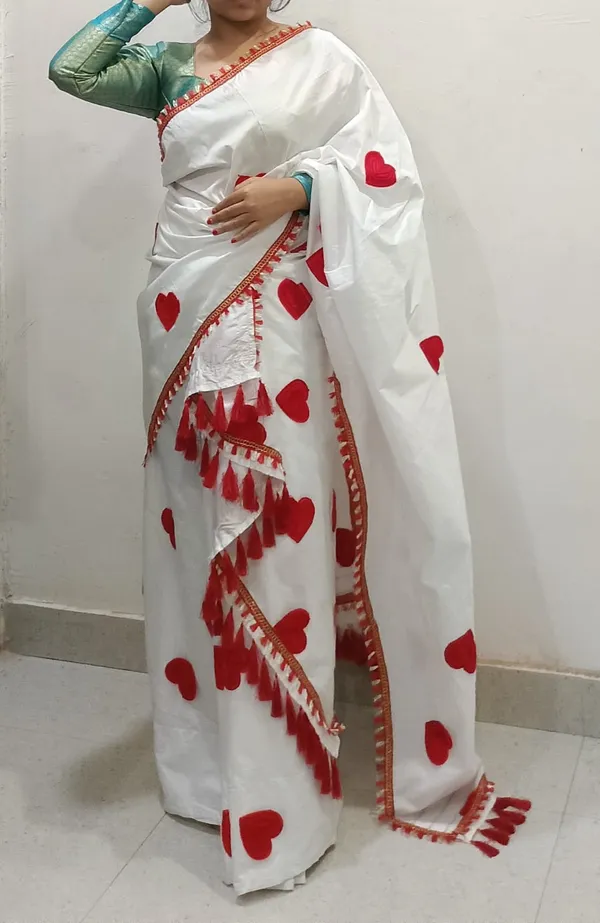 White_Cotton_Love_Applique_Net_Work_Mekhela_Sador_For_Women