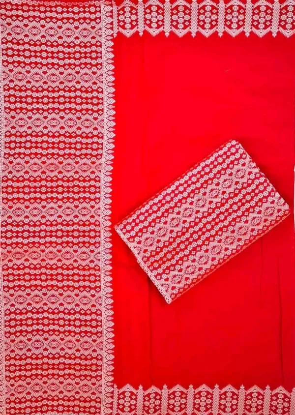 Red_Cotton_Geometric_Floral_Embroidered_Mekhela_Sador_For_Women
