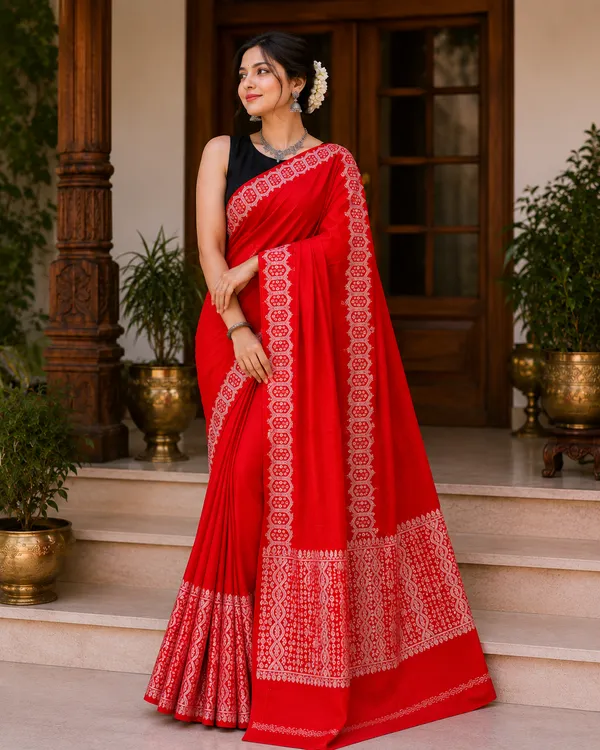 Red_And_Silver_Cotton_Zari_Work_Mekhela_Sador_For_Women
