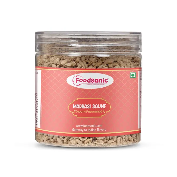 Foodsanic_Madrasi_Saunf_200G_|_Sweet_Fennel_Mix_With_Sugar_&_Mint_|_Refreshing_After-Meal_Mouth_Freshener_With_Natural_Flavours_-_Pack_Of_2