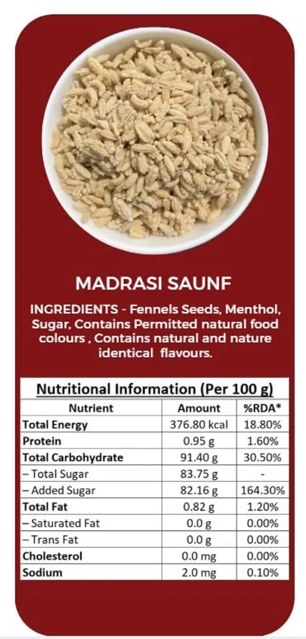 Foodsanic_Madrasi_Saunf_200G_|_Sweet_Fennel_Mix_With_Sugar_&_Mint_|_Refreshing_After-Meal_Mouth_Freshener_With_Natural_Flavours_-_Pack_Of_2