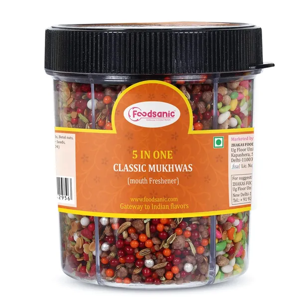 Foodsanic_5_In_1_Classic_Mukhwas_300G_|_Mix_Of_Dry_Dates,_Fennel,_Rock_Sugar,_Silver_Balls_&_Coconut_Flakes_|_Traditional_After-Meal_Mouth_Freshener_Blend