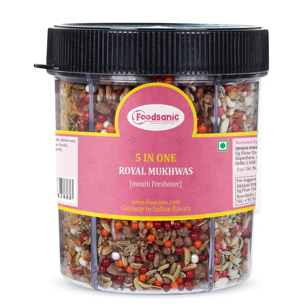 Foodsanic_5_In_1_Royal_Mukhwas_300G_|_Premium_Mix_Of_Dry_Dates,_Fennel,_Rock_Sugar,_Silver_Balls_&_Coconut_Flakes_|_Traditional_After-Meal_Mouth_Freshener_Blend