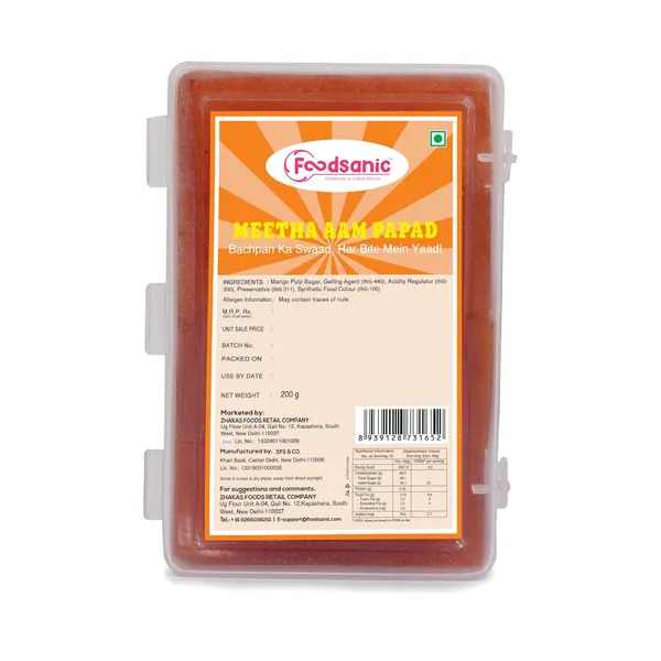 Foodsanic_Meetha_Aam_Papad_200G_|_Sweet_Mango_Roll_|_Traditional_Aam_Papad_Made_With_Ripe_Mango_Pulp_|_Soft_&_Chewy_Candy_|_Classic_Indian_Fruit_Snack_For_All_Ages_-_Pack_Of_2