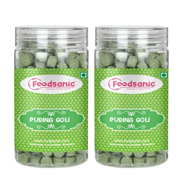 Foodsanic_Pudina_Goli_|_Mint_Flavoured_Digestive_Candy_Tablets_|_Sweet_Tangy_Cooling_Taste_Profile_|_Indian_Style_Mouth_Freshener_For_Post_Meal_Refreshing_Moments_|_150G_Each_(Pack_Of_2)