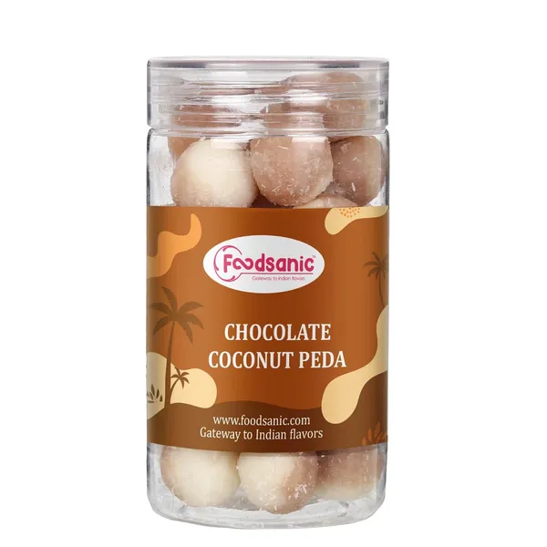 Foodsanic_Chocolate_Coconut_Peda_|_Chocolate_Blended_Coconut_Milk_Sweet_|_Soft_Fudge_Texture_Indian_Mithai_|_Fusion_Flavour_Sweet_For_Desserts,_Gifting_&_Celebrations_|_150G_Each_(Pack_Of_2)