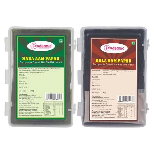 Foodsanic_Kala_Aam_Papad_200G_And_Hara_Aam_Papad_200G_Combo_Pack_|_Dark_And_Raw_Mango_Papads_With_Sweet_Tangy_Flavor_Traditional_Snack_|_Ideal_For_Family_Celebrations_And_Festive_Occasions