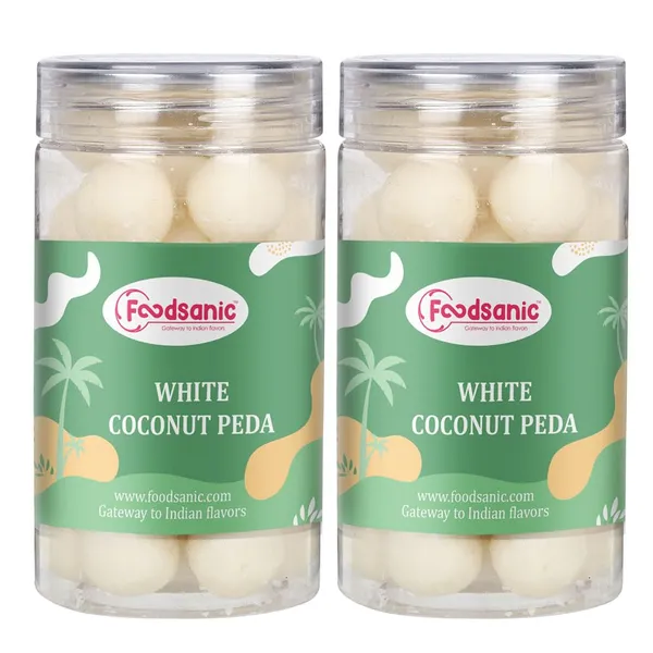 Foodsanic_White_Special_Coconut_Peda_|_Traditional_Coconut_And_Milk_Based_Indian_Sweet_|_Soft_Fudge_Texture_Mithai_For_Festive_Gifting,_Puja_&_Family_Gatherings_|_150G_Each_(Pack_Of_2)