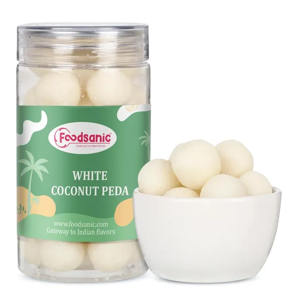 Foodsanic_White_Special_Coconut_Peda_|_Traditional_Coconut_And_Milk_Based_Indian_Sweet_|_Soft_Fudge_Texture_Mithai_For_Festive_Gifting,_Puja_&_Family_Gatherings_|_150G_Each_(Pack_Of_2)