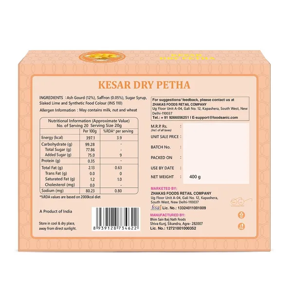 Foodsanic_Kesar_Dry_Petha_Premium_Saffron_Flavoured_Agra_Sweet_Traditional_Indian_Mithai_Hygienically_Packed_400g