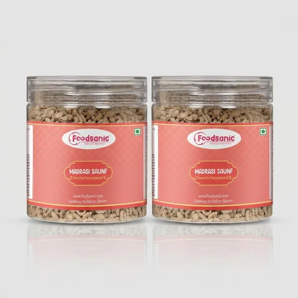 Foodsanic_Madrasi_Saunf_200G_|_Sweet_Fennel_Mix_With_Sugar_&_Mint_|_Refreshing_After-Meal_Mouth_Freshener_With_Natural_Flavours_-_Pack_Of_2