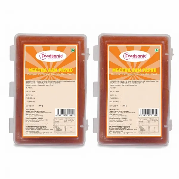Foodsanic_Meetha_Aam_Papad_200G_|_Sweet_Mango_Roll_|_Traditional_Aam_Papad_Made_With_Ripe_Mango_Pulp_|_Soft_&_Chewy_Candy_|_Classic_Indian_Fruit_Snack_For_All_Ages_-_Pack_Of_2
