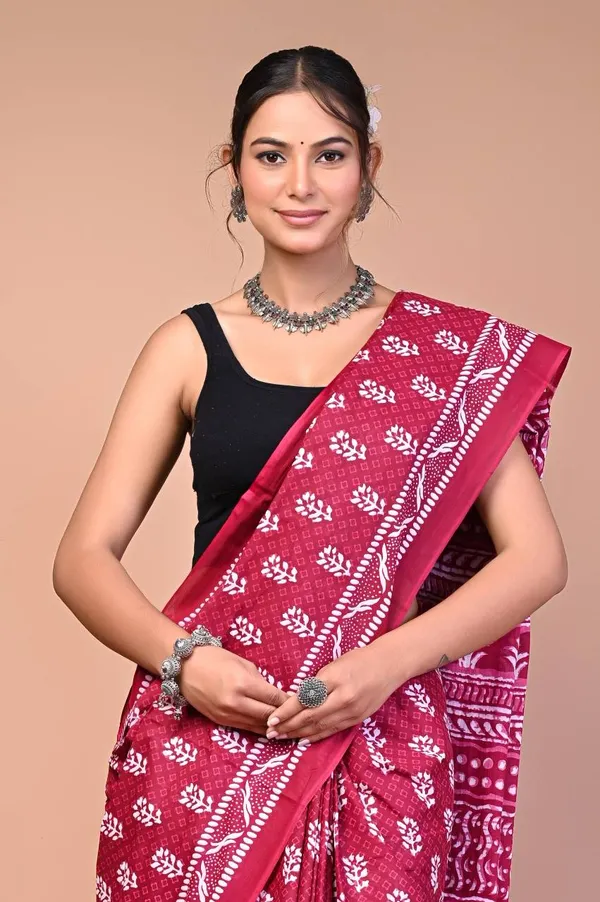 Pink_Cotton_Mulmul_Dabu_Buti_Print_Saree_For_Women