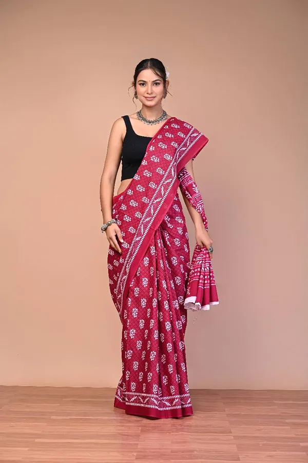 Pink_Cotton_Mulmul_Dabu_Buti_Print_Saree_For_Women