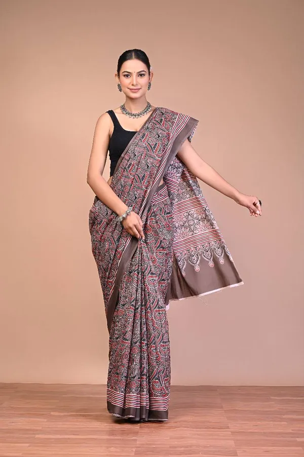 Grey_Cotton_Mulmul_Ajrakh_Medallion_Printed_Saree_For_Women