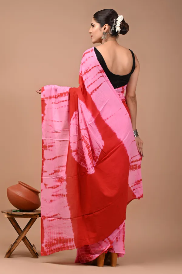 Red_Pink_Cotton_Mul_Hand_Dyed_Shibori_Saree_For_Women