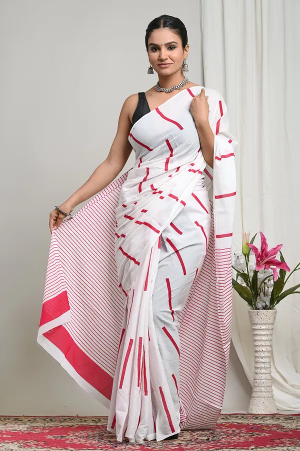 Red_White_Cotton_Mul_Screen_Printed_Lines_Saree_For_Women