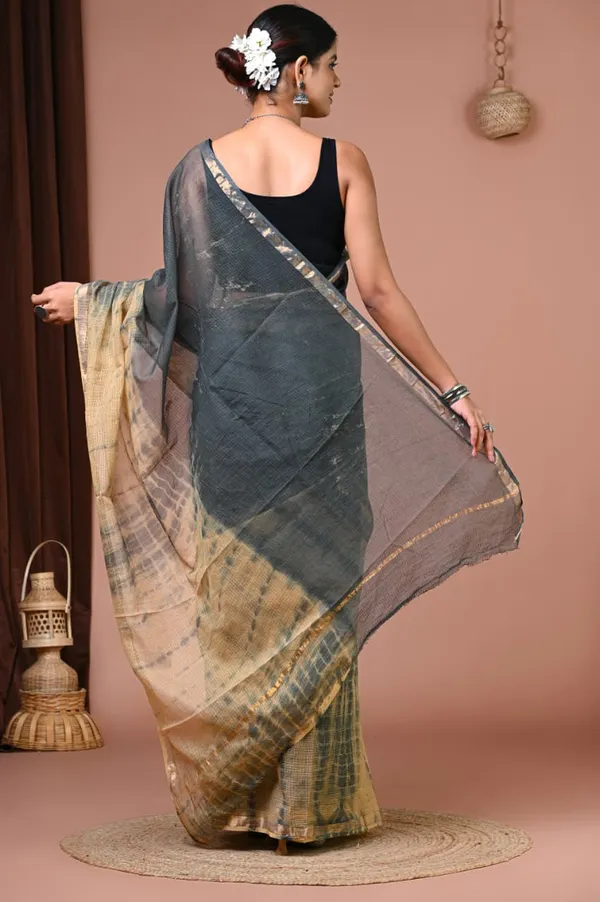 Grey_Kota_Doria_Tissue_Silk_Golden_Border_Saree_For_Women