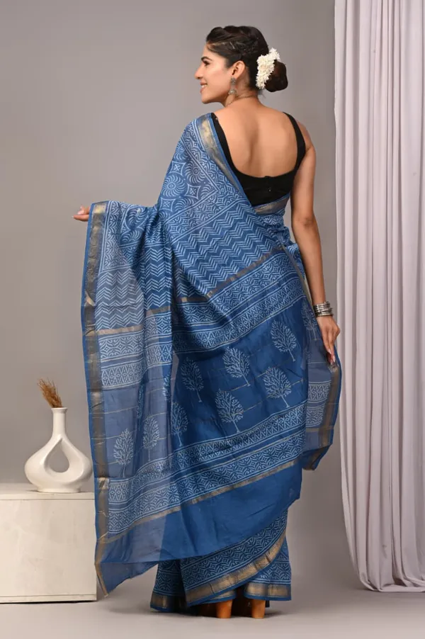 Indigo_Blue_Cotton_Hand_Block_Printed_Saree_For_Women