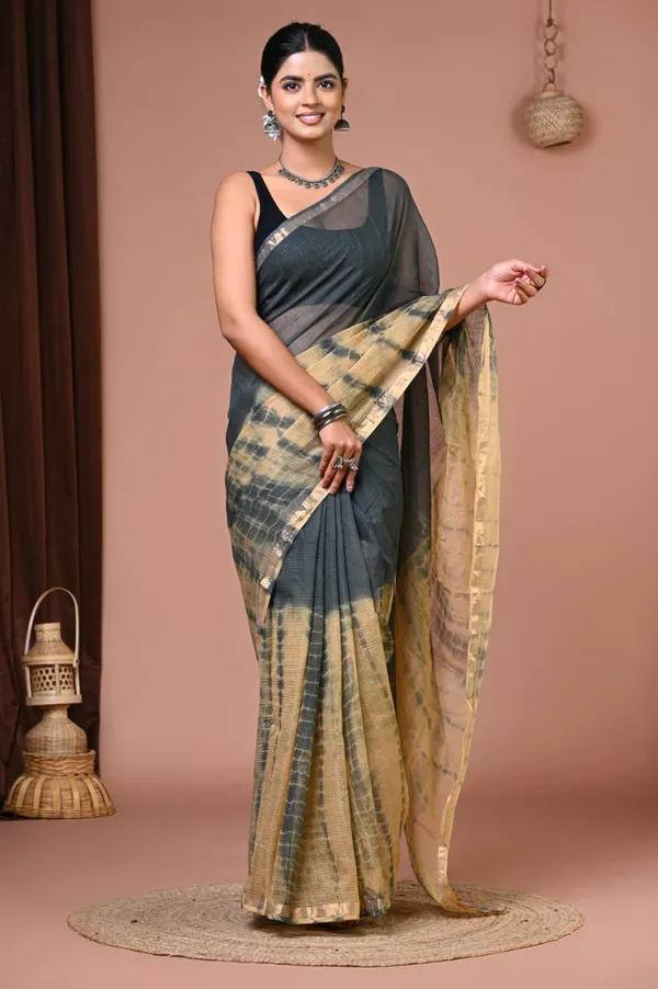 Grey_Kota_Doria_Tissue_Silk_Golden_Border_Saree_For_Women