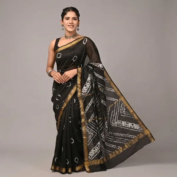 Black_Chanderi_Silk_Shibori_Print_Saree_For_Women