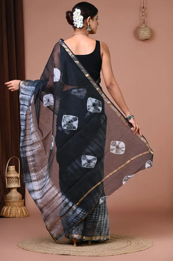 Black_Kota_Doria_Shibori_Dyed_Saree_For_Women