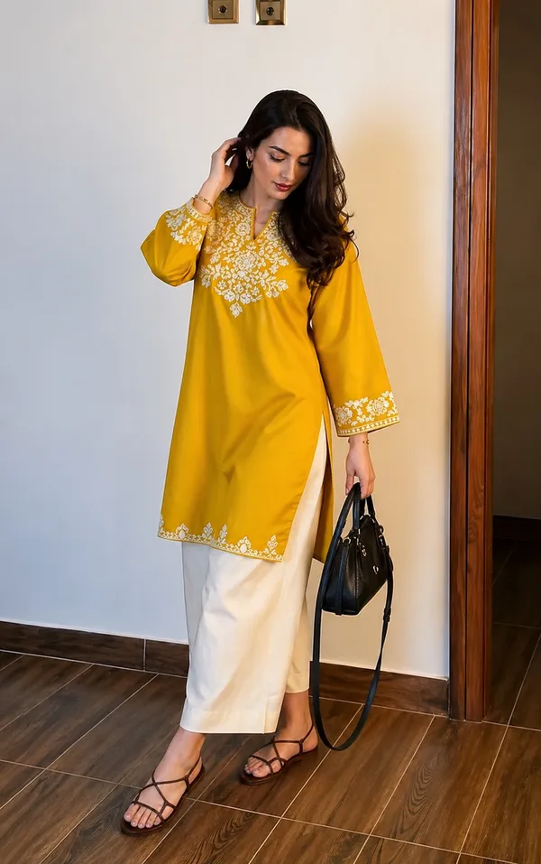 Yellow_Embroidered_Cotton_Straight_Kurta_Set_For_Women