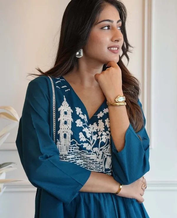 Blue_Pure_Cotton_Embroidered_Flared_Co-Ord_Set_For_Women
