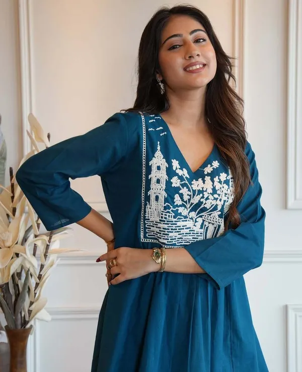 Blue_Pure_Cotton_Embroidered_Flared_Co-Ord_Set_For_Women