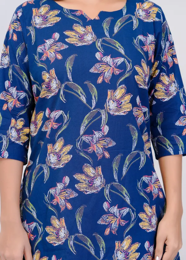 Blue_Pure_Cotton_Floral_Print_Kurta_Palazzo_Co-Ord_Set_For_Women