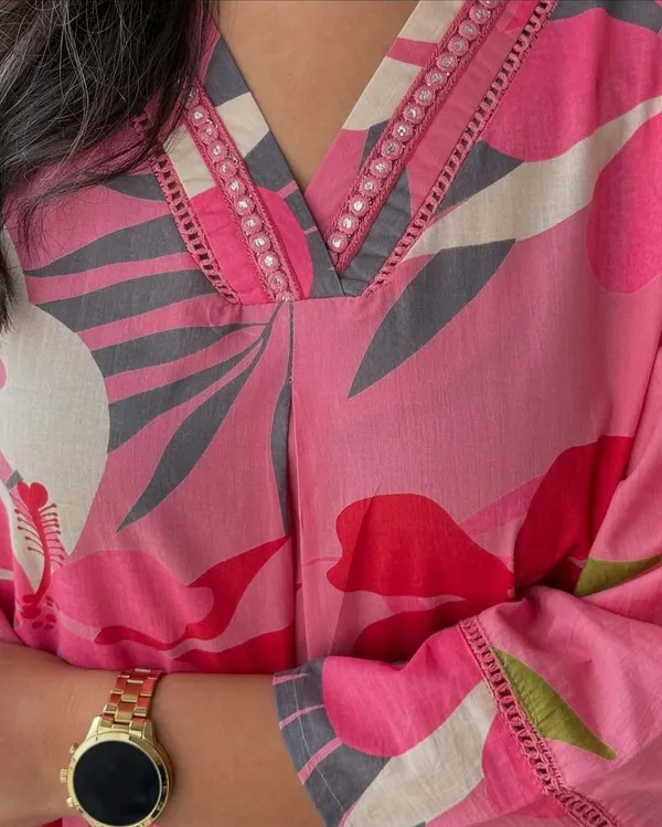 Pink_Premium_Cotton_Kurta_Pant_Set_For_Women
