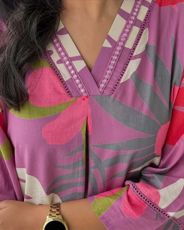 Purple_Cotton_A-Line_Printed_Kurta_Pant_Set_For_Women