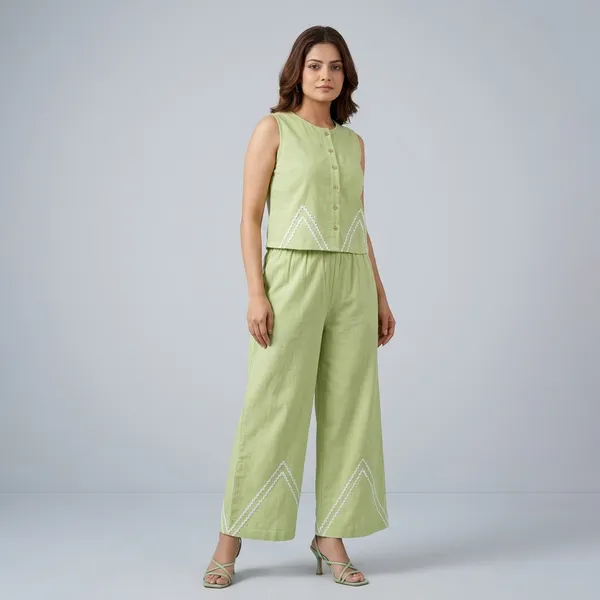 Green_Cotton_Flex_Embroidered_Sleeveless_Top_Palazzo_Set_For_Women