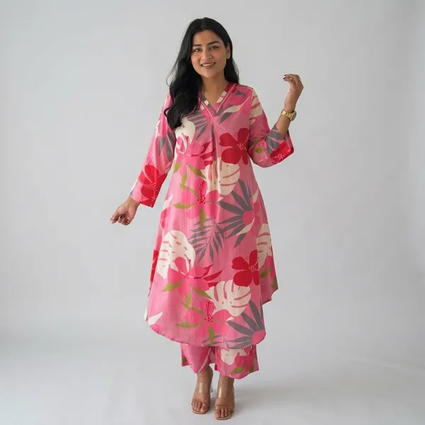 Pink_Premium_Cotton_Kurta_Pant_Set_For_Women
